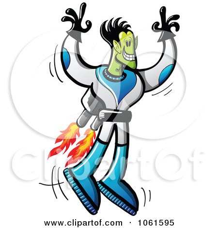 Clipart Alien Astronaut With A Jet Pack - Royalty Free Vector Illustration by Zooco