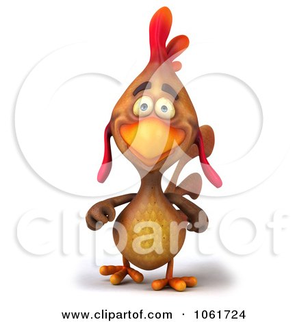 Clipart 3d Brown Rooster Walking 1 - Royalty Free CGI Illustration by Julos