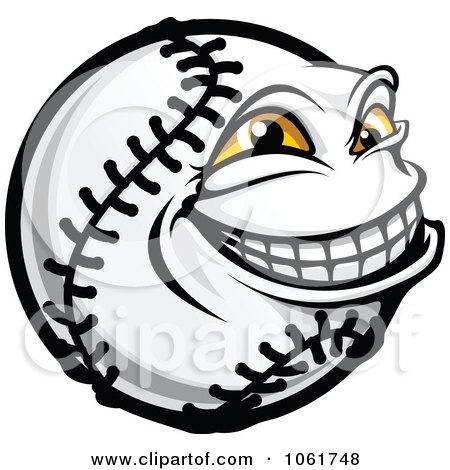 Clipart Grinning Softball Character - Royalty Free Vector Illustration by Vector Tradition SM