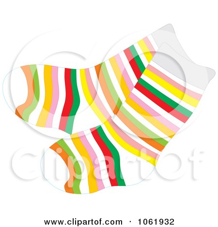 Clipart Socks With Colorful Stripes - Royalty Free Vector Fashion Illustration by Alex Bannykh