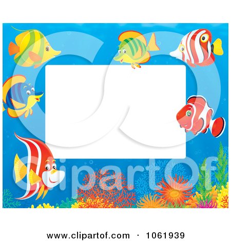 Clipart Horizontal Fish And Coral Reef Frame - Royalty Free Illustration by Alex Bannykh