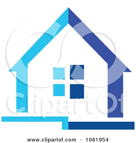 Clipart Blue House 2 - Royalty Free Vector Illustration by Vector Tradition SM