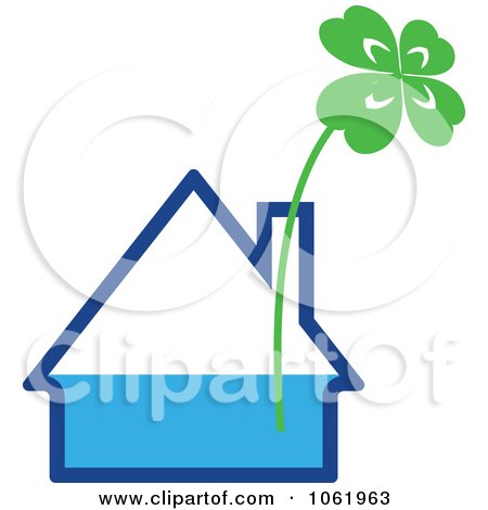 Clipart Shamrock In A House Vase - Royalty Free Vector Illustration by Vector Tradition SM