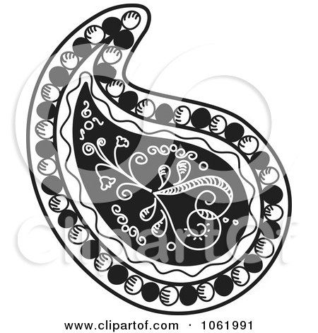 Clipart Heart Paisley Design Black And White Version 2 - Royalty Free Vector Illustration by inkgraphics
