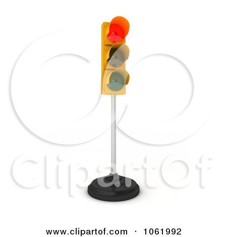 Clipart 3d Red Traffic Light On A Pole - Royalty Free CGI Illustration by stockillustrations