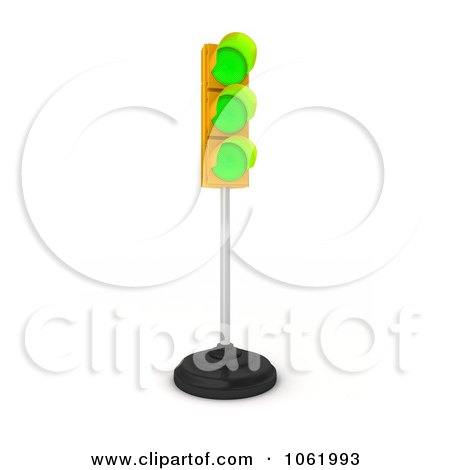 Clipart 3d Triple Green Light On A Pole - Royalty Free CGI Illustration by stockillustrations