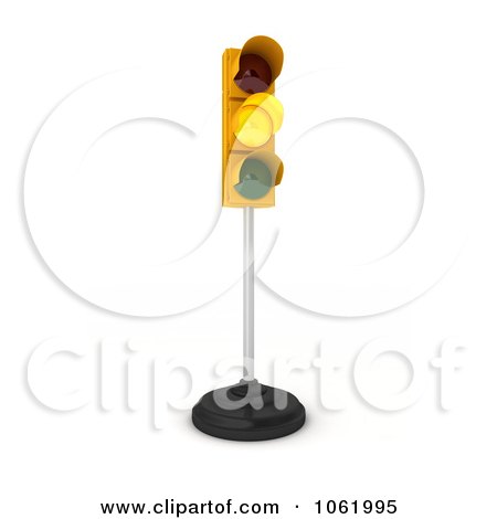 Clipart 3d Yellow Traffic Light On A Pole - Royalty Free CGI Illustration by stockillustrations