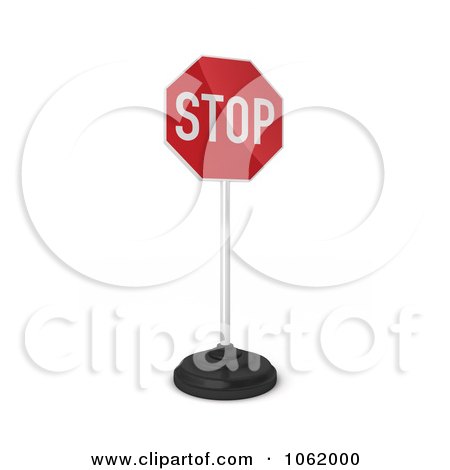Clipart 3d Stop Sign - Royalty Free CGI Illustration by stockillustrations