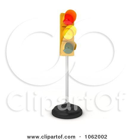 Clipart 3d Green And Yellow Traffic Light On A Pole - Royalty Free CGI Illustration by stockillustrations