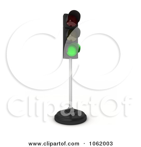 Clipart 3d Green Light On A Pole - Royalty Free CGI Illustration by stockillustrations