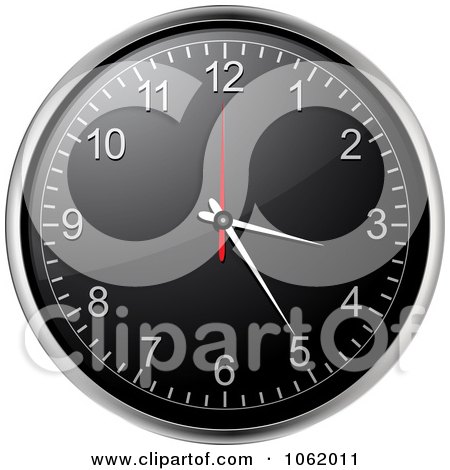 Clipart 3d Black Wall Clock - Royalty Free Vector Illustration by elaineitalia
