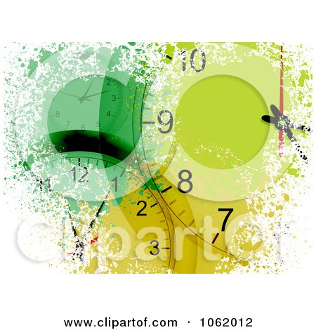 Clipart Grungy Green Clock Background - Royalty Free Vector Illustration by elaineitalia