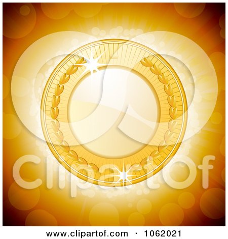 Clipart 3d Gold Laurel Medal - Royalty Free Vector Illustration by elaineitalia