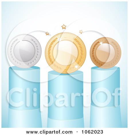 Clipart 3d Laurel Awards On Podiums - Royalty Free Vector Illustration by elaineitalia