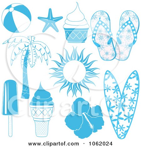 Clipart Summer Travel Items Digital Collage - Royalty Free Vector Illustration by elaineitalia