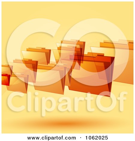 Clipart 3d Orange Floating Folders - Royalty Free Vector Illustration by elaineitalia