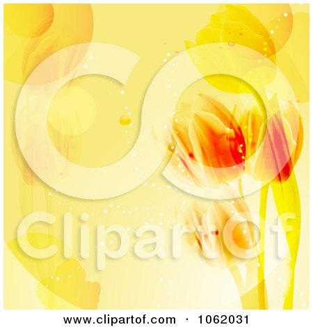 Clipart Background Of Orange Tulips - Royalty Free Vector Illustration by elaineitalia