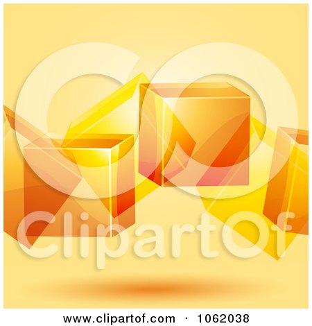 Clipart 3d Orange Floating Cubes - Royalty Free Vector Illustration by elaineitalia