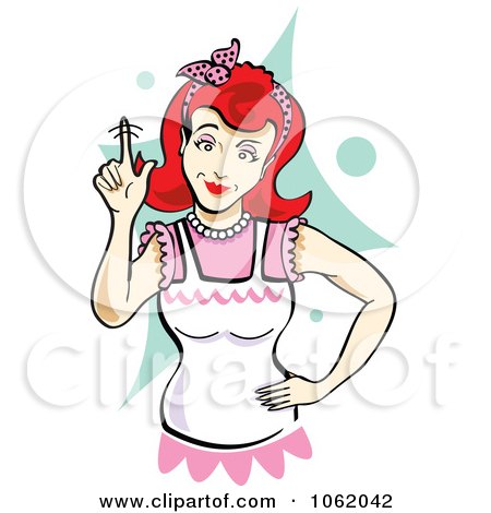 Clipart Retro Mother Wagging Her Finger - Royalty Free Vector Housewife Illustration by Andy Nortnik