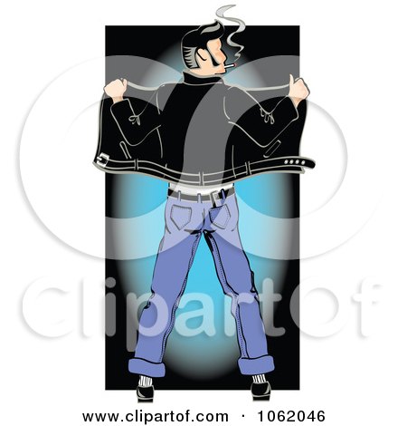 Clipart Retro Rockabilly Greaser From Behind - Royalty Free Vector Fifties Illustration by Andy Nortnik