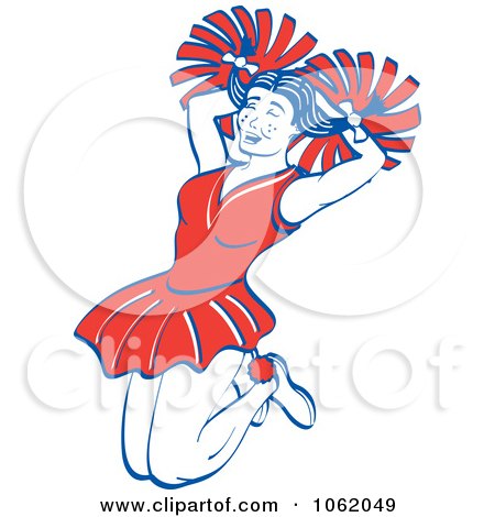 Clipart Retro Cheerleader Jumping - Royalty Free Vector Sports Illustration by Andy Nortnik