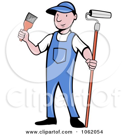 Clipart Painter Worker Man - Royalty Free Vector Illustration by patrimonio