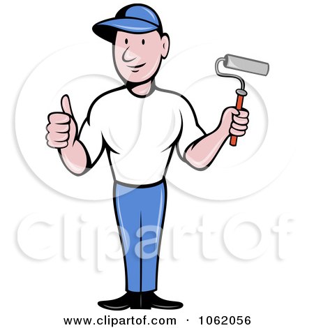 Clipart Thumbs Up Painter Worker Man - Royalty Free Vector Illustration by patrimonio
