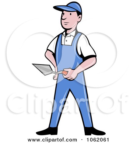 Clipart Brick Layer Worker Man - Royalty Free Vector Illustration by patrimonio