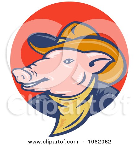 Clipart Cowboy Pig Logo - Royalty Free Vector Illustration by patrimonio