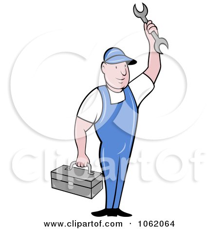 Clipart Repair Worker Man With Tools - Royalty Free Vector Illustration by patrimonio
