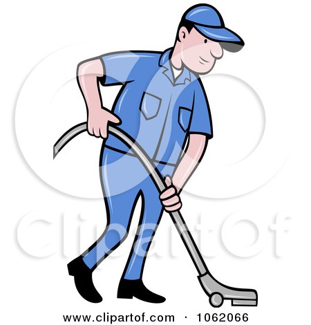 Clipart Carpet Cleaner Worker Man - Royalty Free Vector Illustration by patrimonio