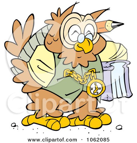 Clipart Happy Wise Old Owl - Royalty Free Vector Illustration by Johnny Sajem