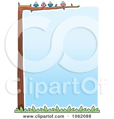 Clipart Border Of Birds In A Bare Tree - Royalty Free Vector Illustration by Cory Thoman