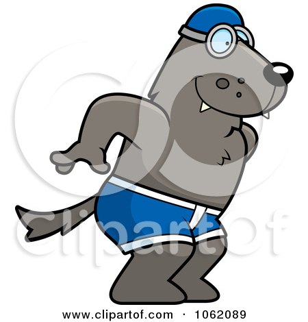 Clipart Wolf Swimmer - Royalty Free Vector Illustration by Cory Thoman