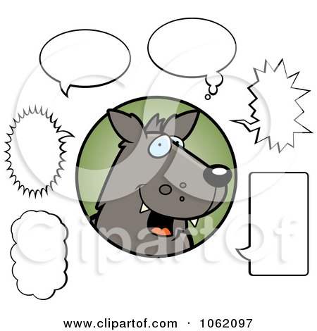 Clipart Wolf With Chat Balloons - Royalty Free Vector Illustration by Cory Thoman