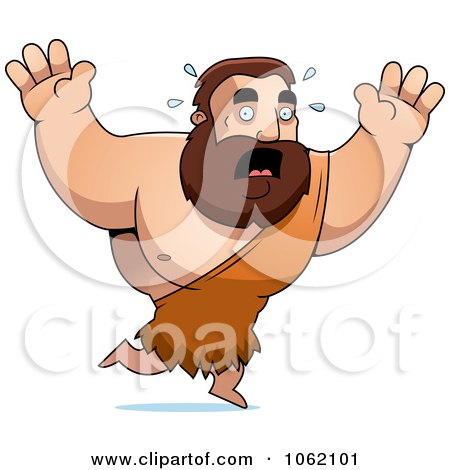 Clipart Big Barbarian Running Scared - Royalty Free Vector Illustration by Cory Thoman