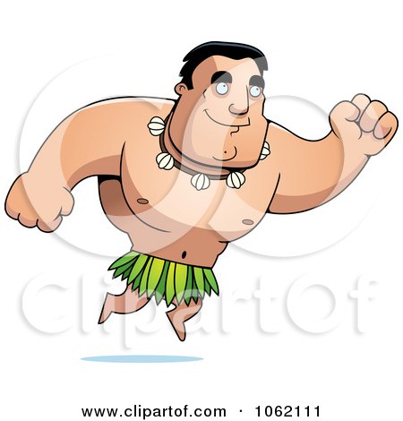 Clipart Hawaiian Man Leaping - Royalty Free Vector Illustration by Cory Thoman