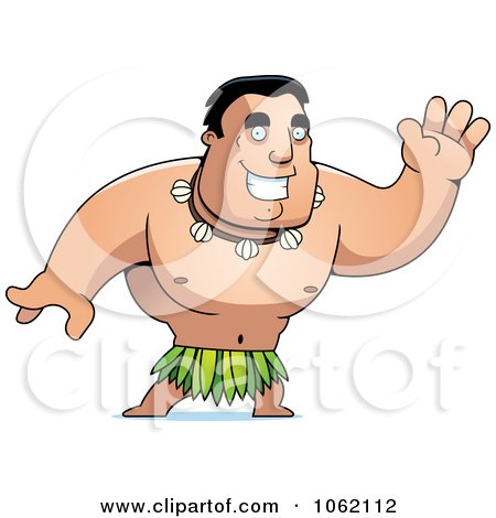 Clipart Hawaiian Man Waving - Royalty Free Vector Illustration by Cory Thoman