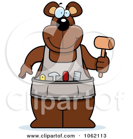 Clipart Big Bear Worker With A Mallet - Royalty Free Vector Illustration by Cory Thoman