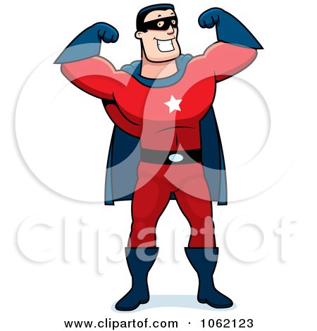Clipart Super Hero Flexing Both Arms - Royalty Free Vector Illustration by Cory Thoman