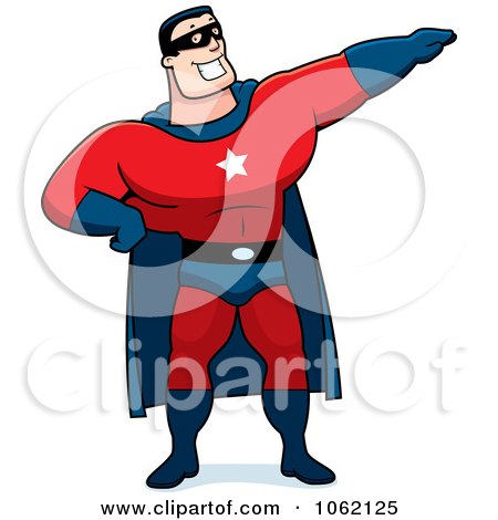 Clipart Super Hero Pointing - Royalty Free Vector Illustration by Cory Thoman