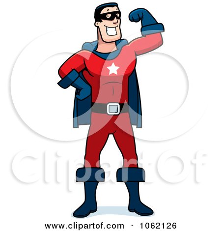 Clipart Super Hero Flexing One Arm - Royalty Free Vector Illustration by Cory Thoman