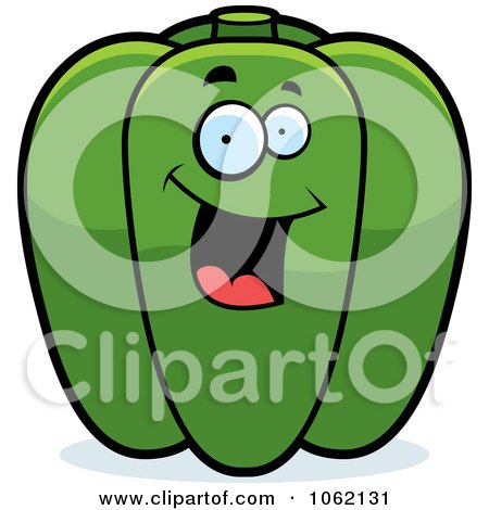 Clipart Happy Green Bell Pepper Character - Royalty Free Vector Illustration by Cory Thoman