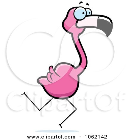 Clipart Running Pink Flamingo - Royalty Free Vector Illustration by Cory Thoman
