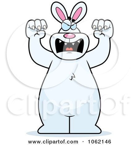 Clipart Big Mean Rabbit Attacking - Royalty Free Vector Illustration by Cory Thoman