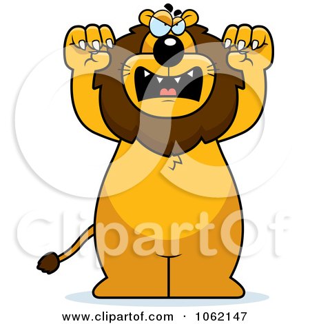 Clipart Big Mean Lion Attacking - Royalty Free Vector Illustration by Cory Thoman