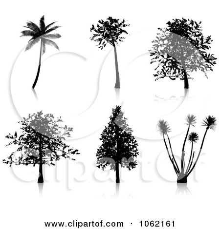 Clipart Tree Silhouettes Digital Collage - Royalty Free Vector Illustration by KJ Pargeter