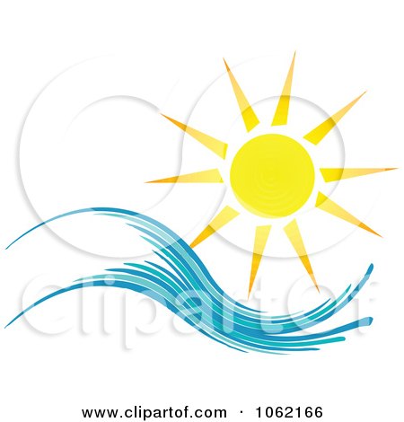 Clipart Summer Sun And Ocean Wave 1 - Royalty Free Vector Nature Illustration by KJ Pargeter