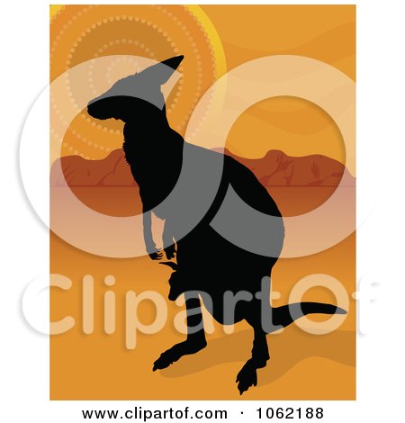 Clipart Kangaroo And Joey Silhouette In The Outback - Royalty Free Vector Aussie Illustration by Maria Bell