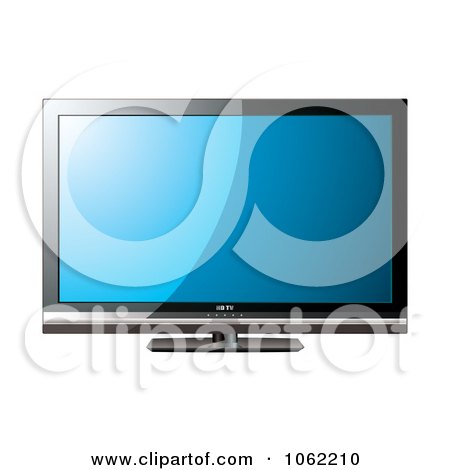 Clipart 3d Black Lcd Television With A Blue Screen - Royalty Free Vector Illustration by michaeltravers